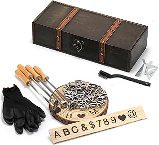 1 Inch 44 Pcs Wood Burning Letters/Numbers/Symbols, Wood Burning Alphabet Stamp Kit for Wood Branding Leather Crafting, Wood Burning Letter Kit Gifts Personalized for Birthday Wedding Christmas (Iron)