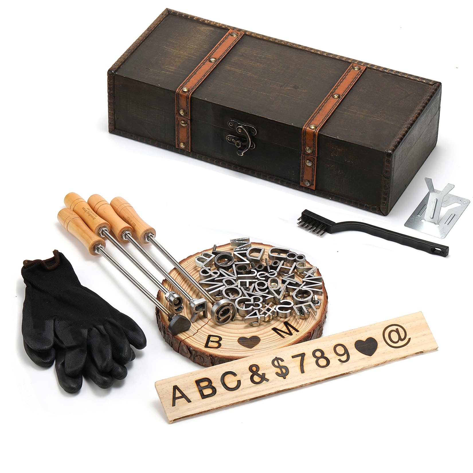 1 Inch 44 Pcs Branding Iron for Hats, Wood Burning Letters/Numbers/Symbols for Woodworking Leather Crafting, Branding Letter Kit Gift Personalized for
