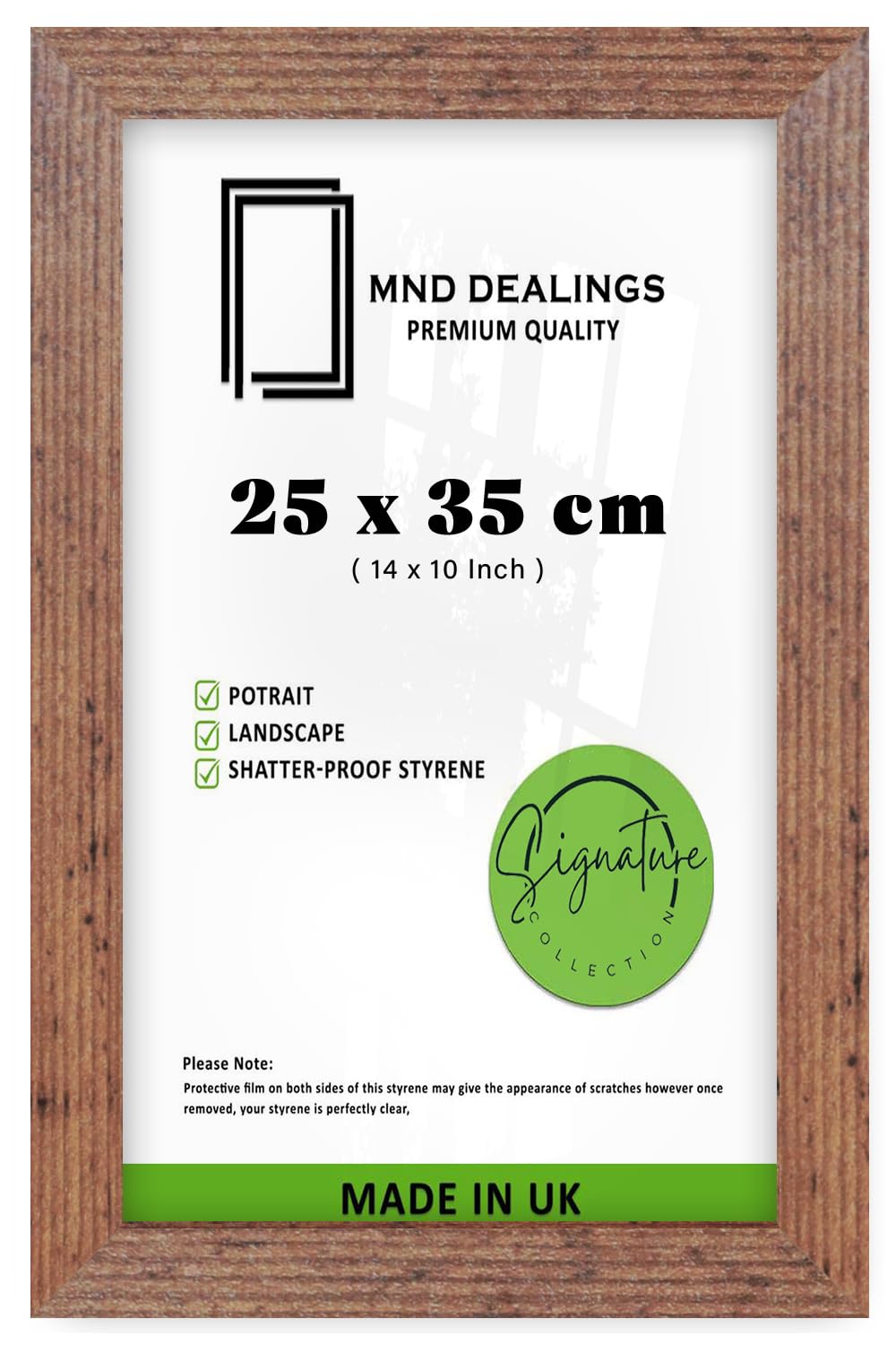MND Dealings | MDF Picture Frame (25 x 35 CM) Ideal for Art, Posters & Certificates, Wall Gallery & Home Décor, 10 Ready to Hang for Instant Display [ Rustic ]