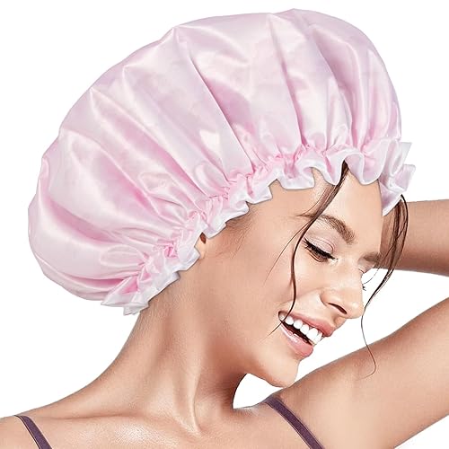 Miniatura 8 de Aquior Gorro de ducha grande, gorro de ducha para mujer, reutilizable, impermeable, gorro de baño para todas las longitudes de cabello, para
