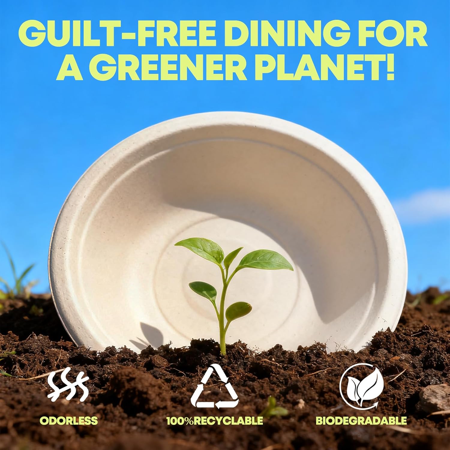 W&Y 12 oz Paper Bowls, 100-Count Disposable Compostable Bowls, Microwave Safe & Heavy Duty, Biodegradable Sugarcane Fiber Bowl for Hot Soup, Salad, Snacks, and Party Use - Image 5