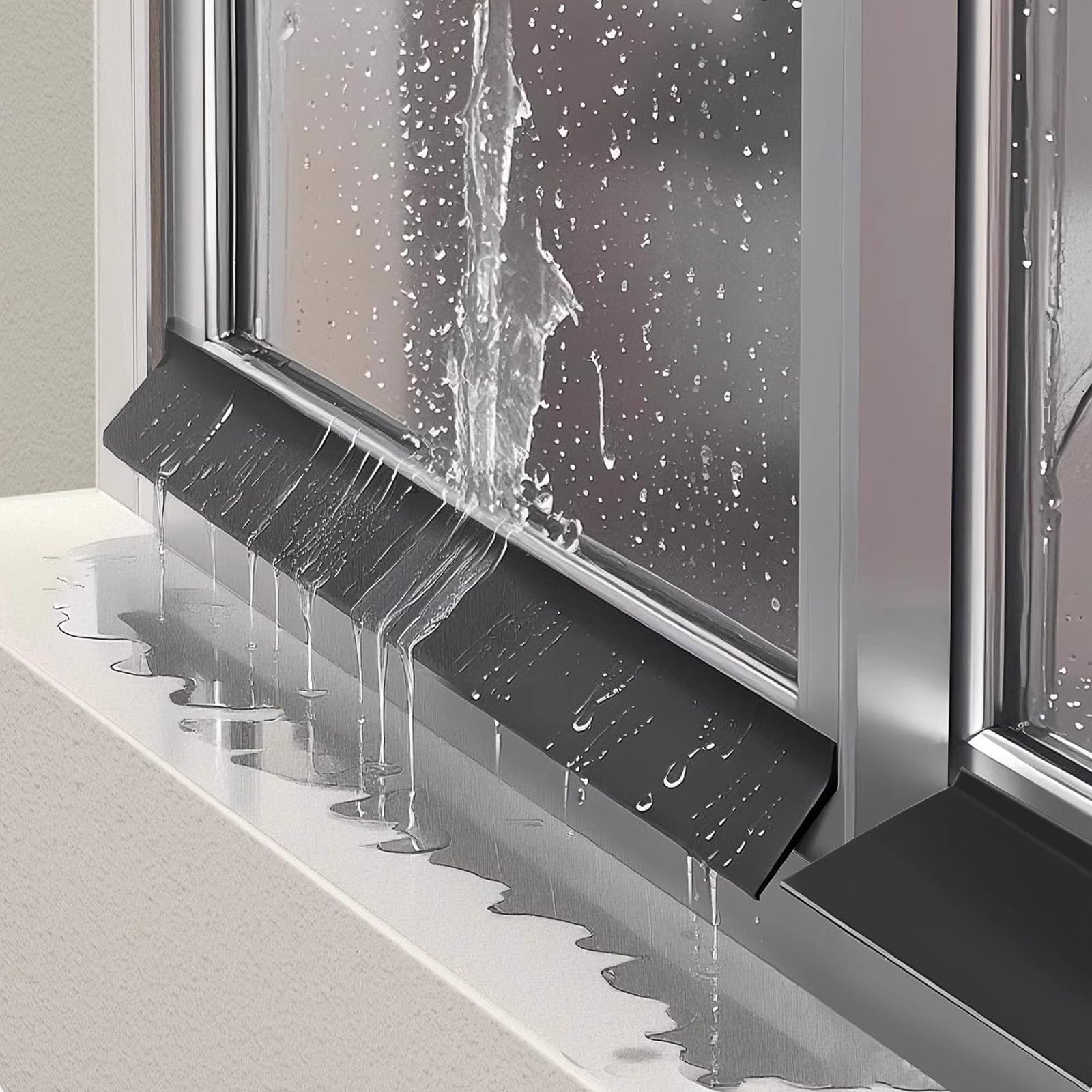 Estdkmnos 5.5Cm Window Outer Edge Rain Shield， Window Outer Edge Rain Shield Weather Strip, Self-Adhesive Rubber, Black, 4.5- X 1-5M(,(9.8Ft))