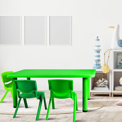 Miniatura 2 de Mesa de actividades para niños, rectangular, 47.24 x 23.62 pulgadas, mesa escolar para niños, mesa de plástico portátil para guardería, preescolar,