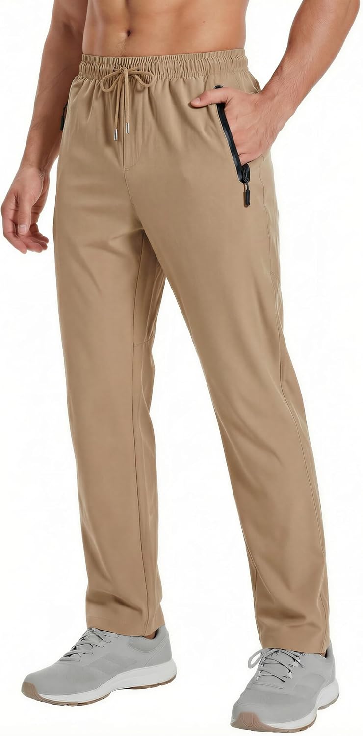 MAGNIVIT Men's Sweatpants 4-Way Stretch Joggers Workout Pants for Men | Lightweight, 4-Way Stretch, Water Resistant, Quick-Dry, Zipper Pockets, Running, Gym, Workout