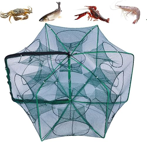 Miniatura 8 de La trampa de pesca plegable mágica, kit de pesca fortalecida autoplegable, trampa de cebo de pesca, red de pesca portátil para cangrejo, cangrejos 6