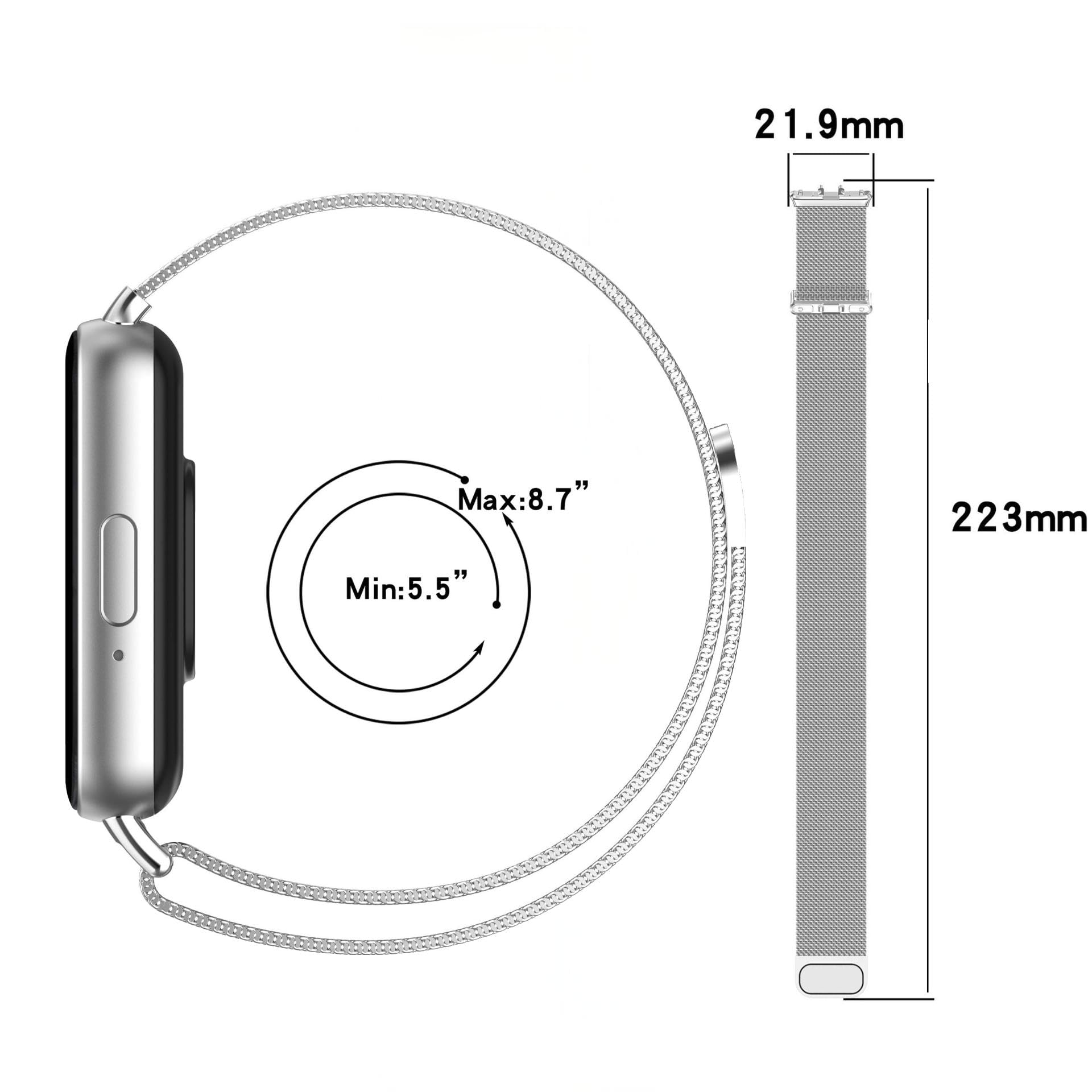 Bransoletka zastępcza, kompatybilna z Samsung Galaxy Fit 3 / SM-R390, zapięcie magnetyczne, regulowana metalowa bransoletka dla kobiet i mężczyzn