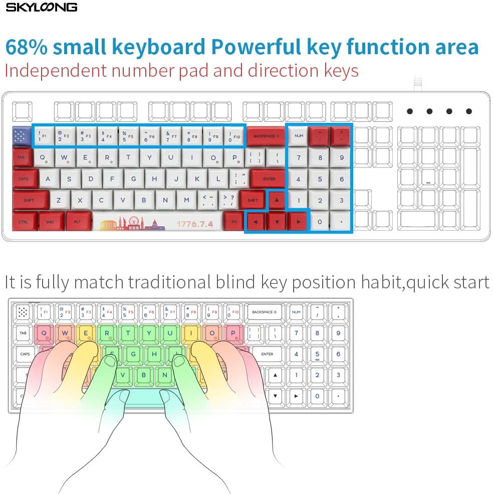 Buу 1 gеt 1 SKYLOONG Mechanical Gaming Keyboard 71 Keys 70% Layout Double Shot PBT NKRO USB Type C,PC & Laptop Computer Wired RGB Keyboard(Red Switch)
