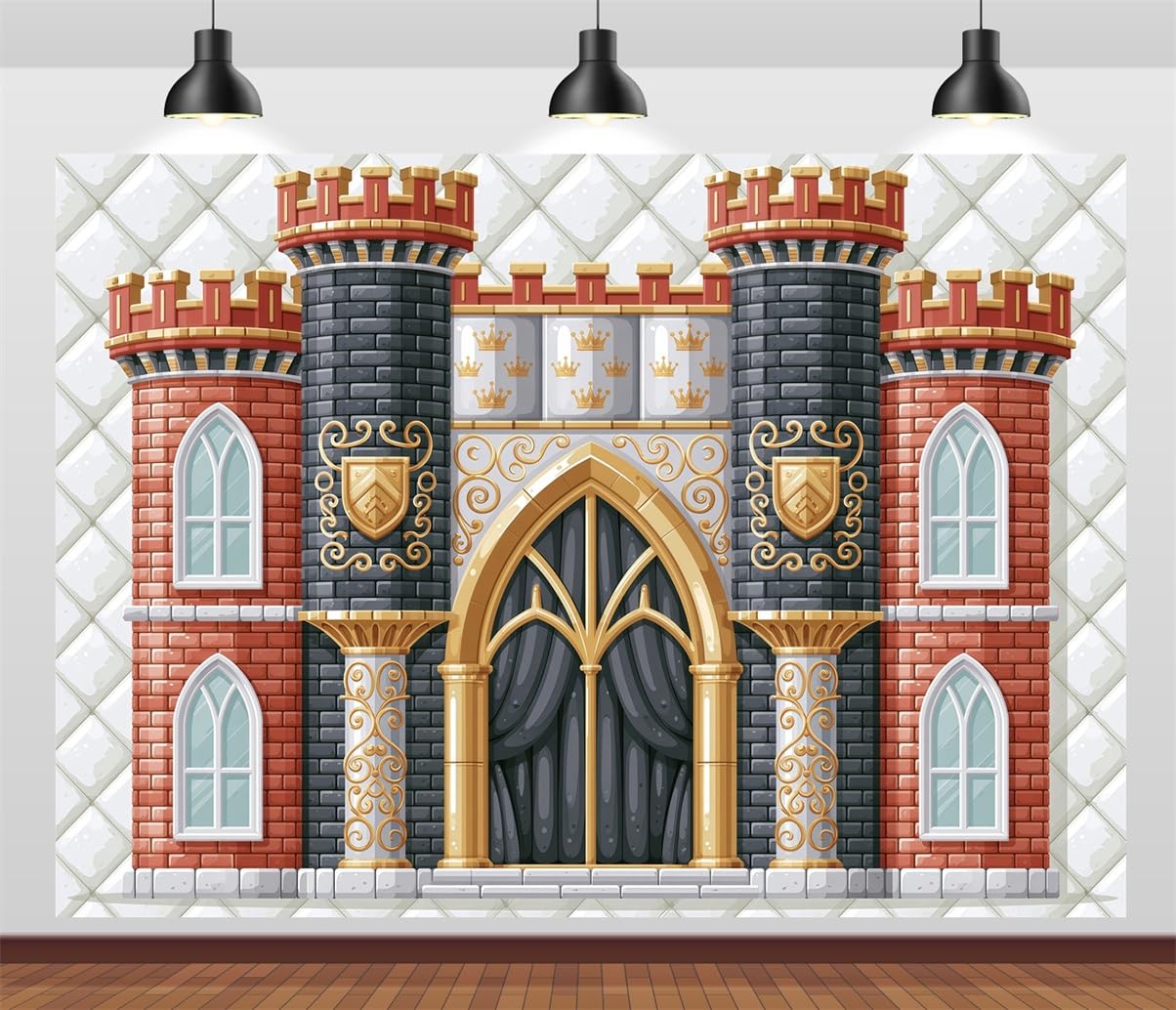 BELECO 4.6x3m Sfondo in tessuto Castello Fantastico Porta Palazzo | Ingresso Castello Regno Gotico Medievale Sfondo Decorazioni Festa Compleanno Bambini Telo Di Sfondo