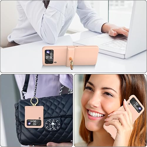 Miniatura 43 de Funda compatible con Galaxy Z Flip 4 con protección de bisagra y soporte de anillo, funda protectora delgada y fina para Samsung Z Flip 4 5G (negro)