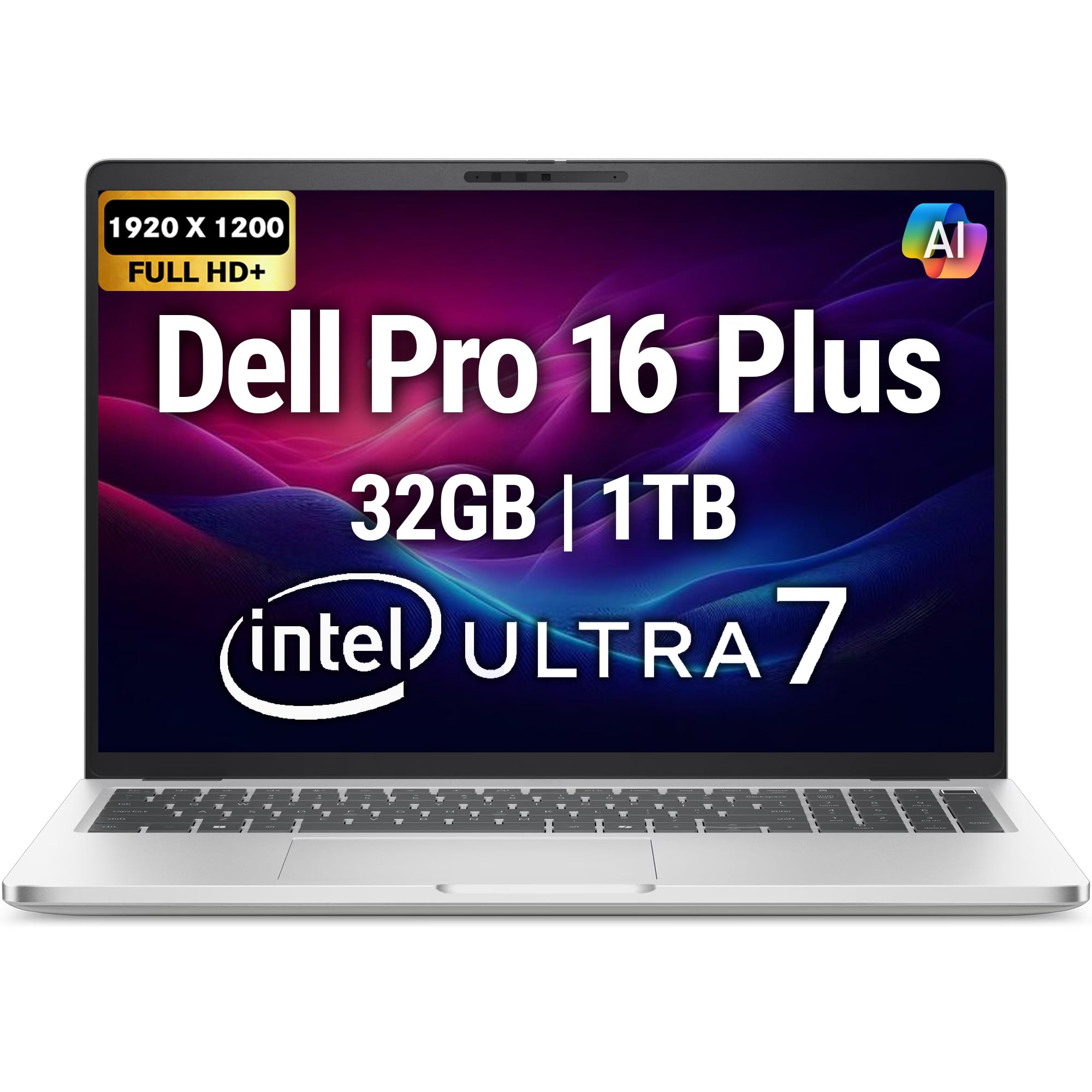 Pro 16 Plus PB16250 (Replaces Latitude 5550) AI Business Notebook 16" FHD+ Intel Ultra 7-265U, 32GB DDR5 RAM, 1TB SSD PCIe, Wi-Fi 6E, BT, Backlit Keyboard, HD Webcam, RJ-45, Win 11 Pro - Silver
