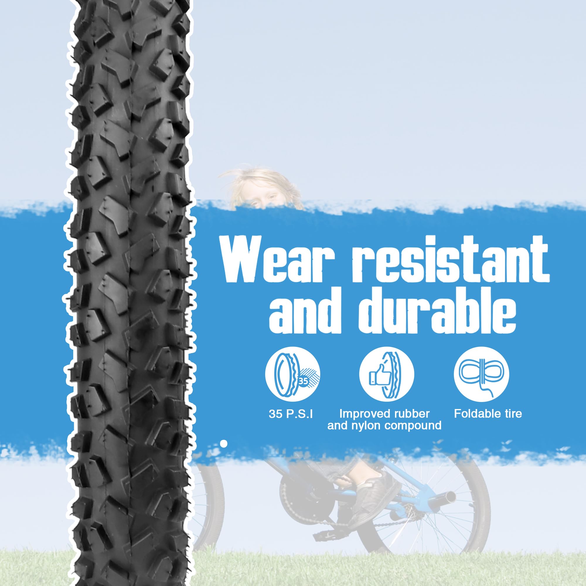 Neumáticos Plegables Para Bicicleta 27.5 X 2.20 - Juego De 2 Cubiertas + 2 Cámaras, Válvula AV35, Para MTB Y Bicis Infantiles
