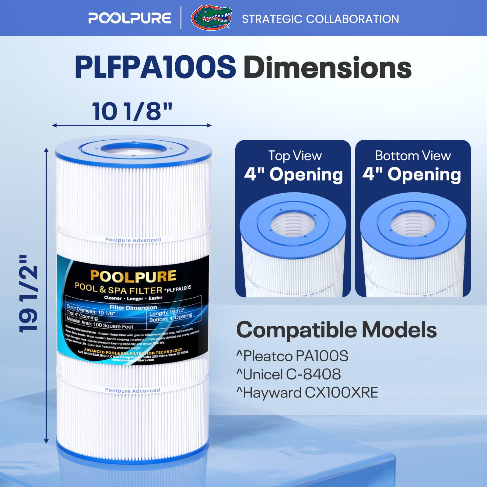 POOLPURE Filtre de Piscine PA100S remplace Hayward SwimClear C100S, CX100XRE, 100 m² 1 Cartouche de Filtre | Compatible avec CX100XRE, PA100S, Ultral-D3, cartouche filtrante de 100 m²