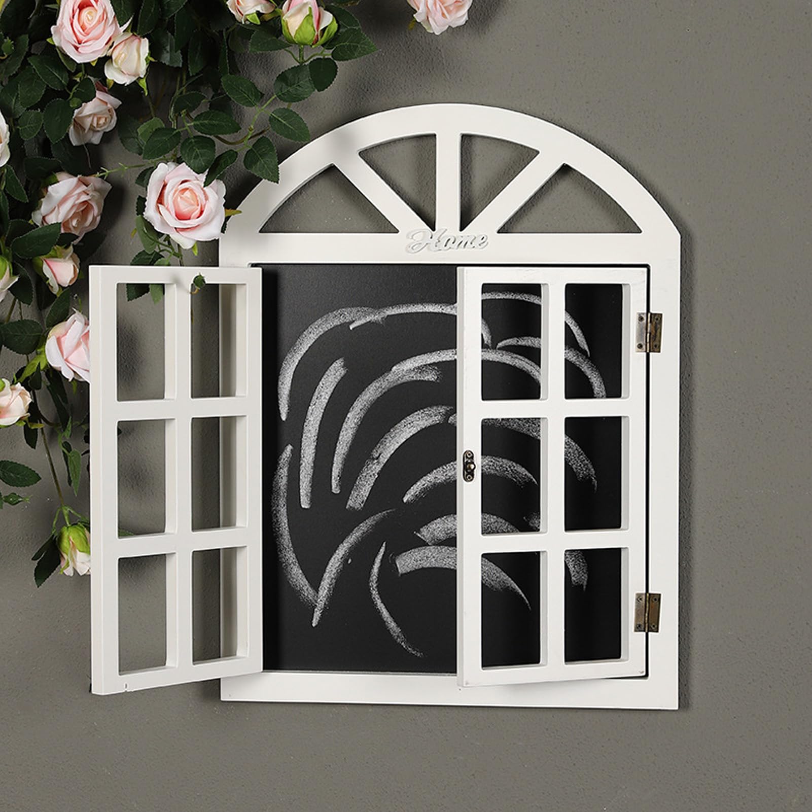 Hängendes Kreidetafel-Schild in Fensterrahmenform für die Wand, Rustikales Hölzernes Nachrichtenbrett mit Kreide, Perfekt für Café, Restaurant, Hochzeit und Heimdekoration (7702A-02)