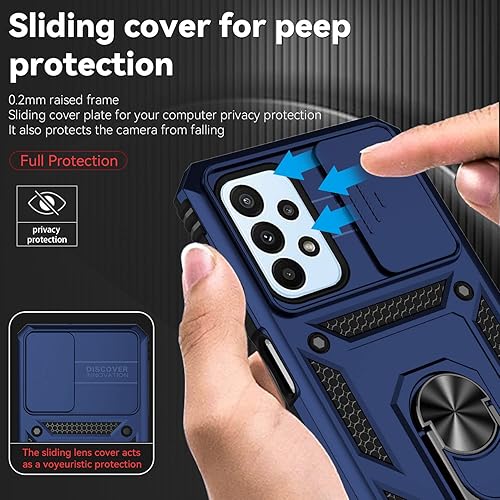 Miniatura 3 de Funda protectora para Galaxy A23 5G, con protectores de pantalla y funda para cámara, grado militar, 16 pies. Funda a prueba de caídas con función