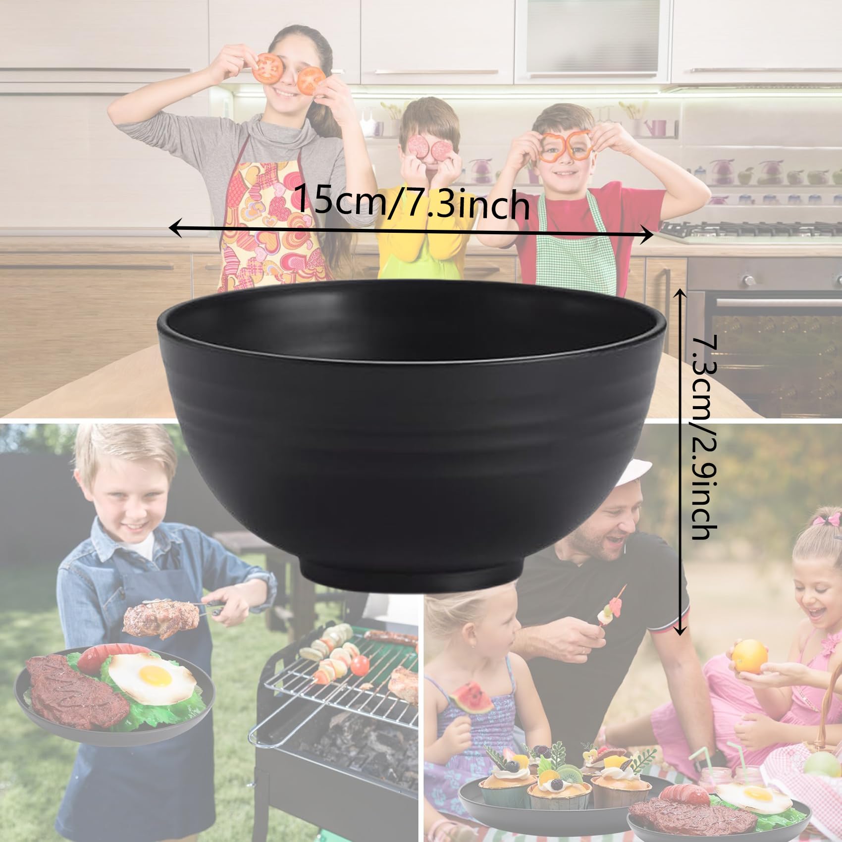 GZTFPQ Cereal Bowls Set of 6, BPA Free Plastic Bowls - Image 3