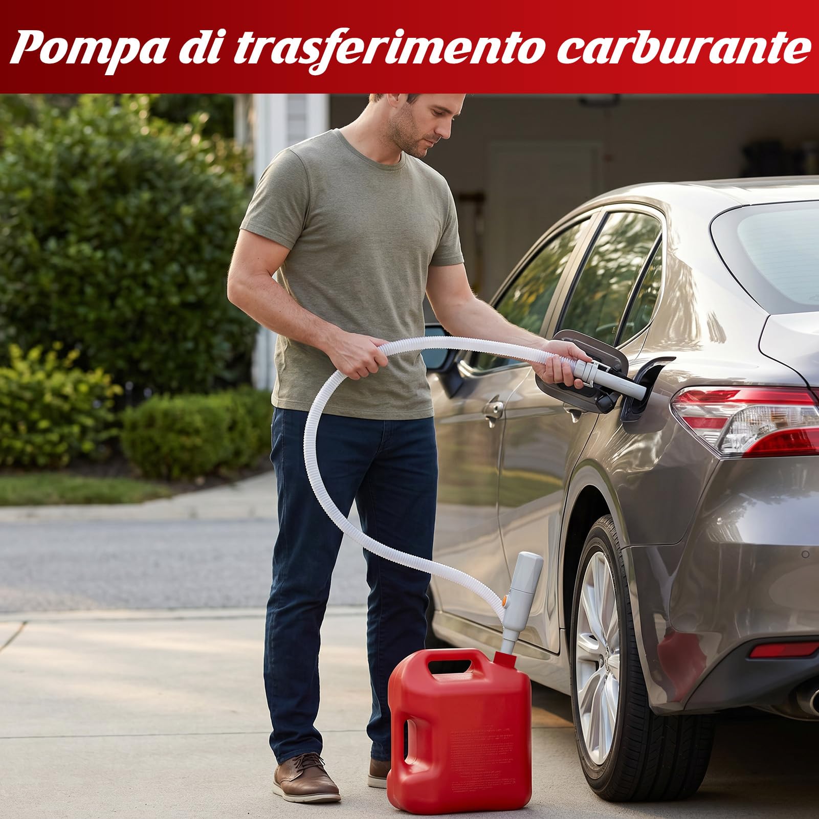 Yosoo Health Gear Pompa di Trasferimento Carburante, Portatile Pompa Travaso Benzina Elettrica con Arresto Automatico, Telescopico Tubo Principale, Portata 3.2 GPM per Auto Camper Generatore Barca