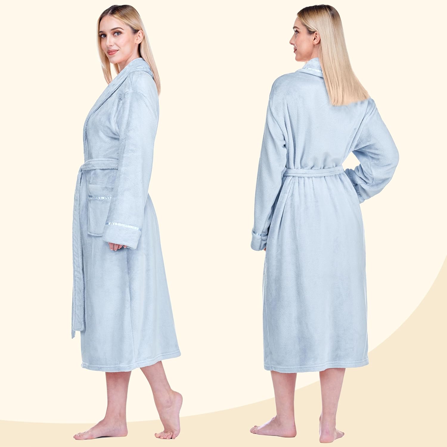 PAVILIA Robes For Women, Fleece Soft Fluffy Bathrobe, Plush Cozy Long Spa Robe - Image 3
