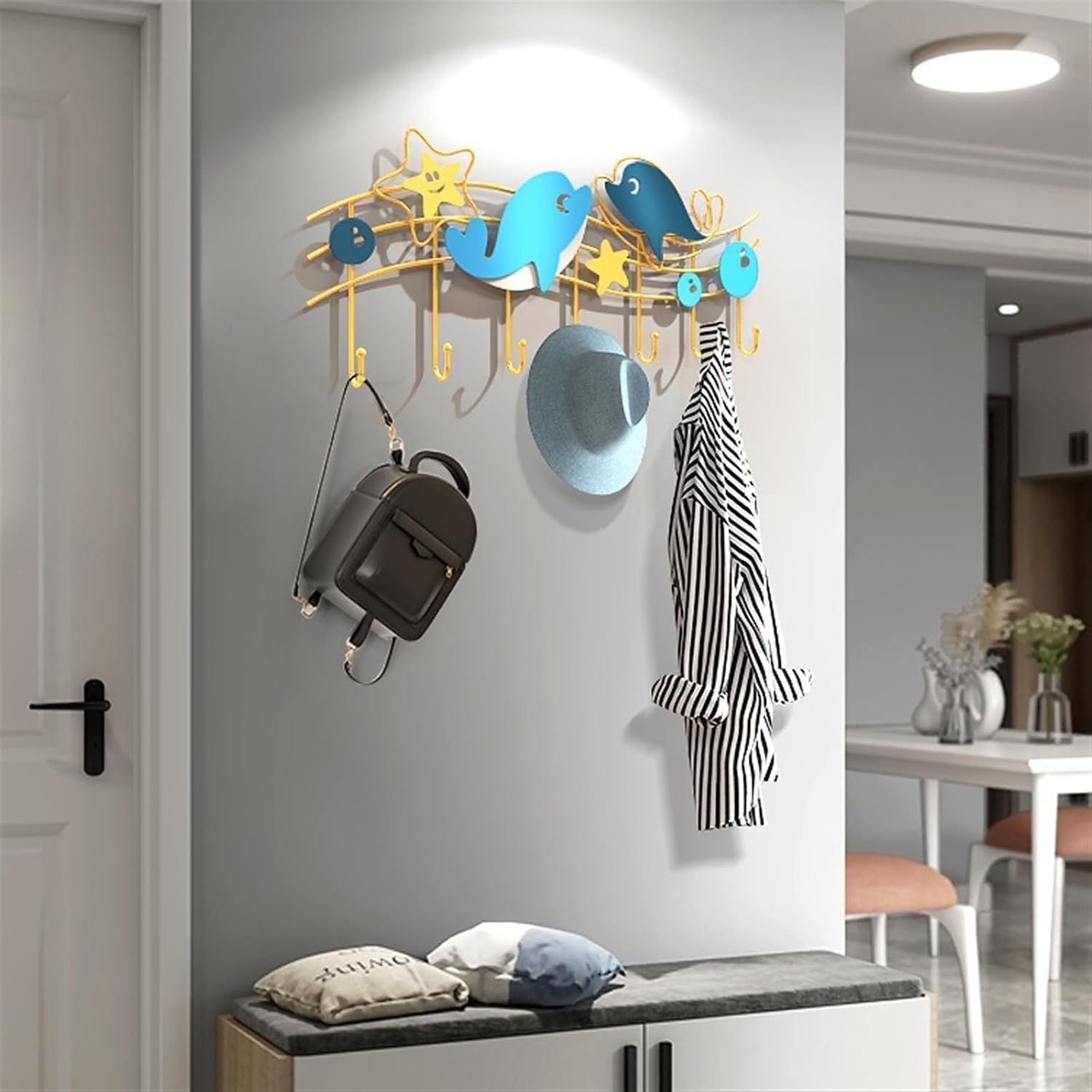 Coat Rack Coat Rack Wall Mount Coat Hooks -Metal Coat Rack Wall Hooks for Hanging Coat Hat Bag Towel Hanger Rustproof Coat Holder Wall Mounted Coat Rack (One Color Small)