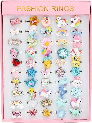 Miniatura 2 de Sotogo 50 piezas de anillos para niña pequeña, anillos de joyería para niña, anillos de juego de simulación y anillos de vestir, regalo para niñas