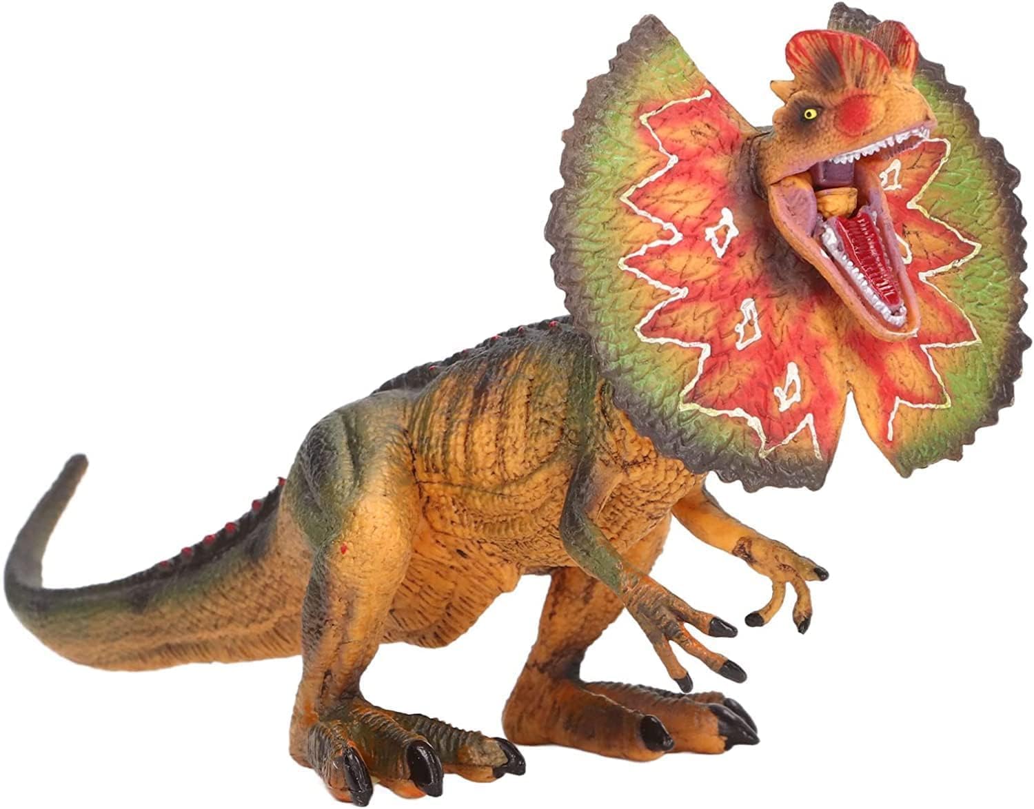 FUNFOB Dilophosaurus Dinosaur Toy Figure Length - 25cm Dinosaur Toys for Kids & Adults PVC Multicolour | Dilophosaurus | Spiked Red Green-image-26