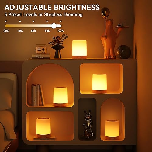 Miniatura 4 de Auxmir Luz nocturna para niños y bebés, lámpara táctil regulable para guardería, 11 colores RGB, 5 brillo, lámpara de mesita de noche recargable