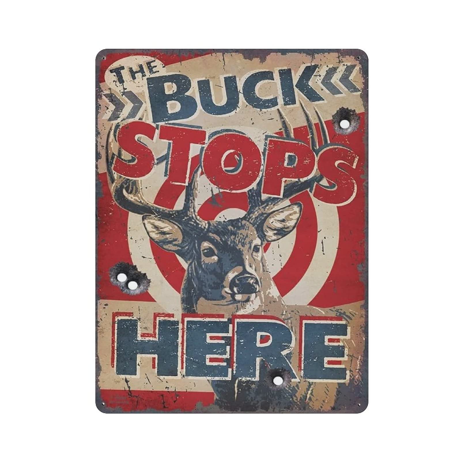 Metal Tin Sign Bucks Stops Here Vintage Tin Poster Metal Sign Wall Decoration Country Kitchen Home Garage Decor 16"x12"