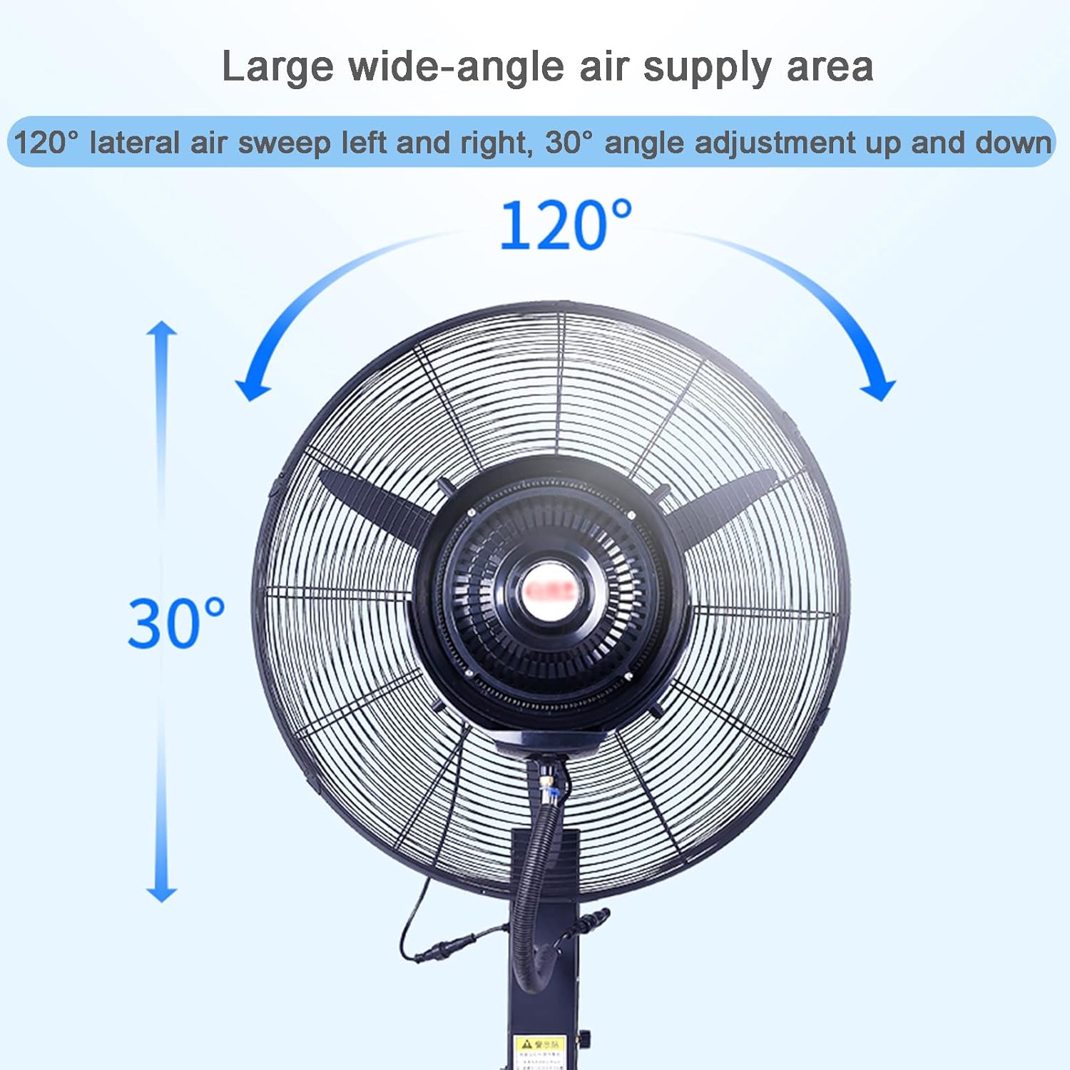 KAMPCO Outdoor Oscillating Misting Fan, Commercial Industrial Floor Fan with Water Tank, 30 Inch Adjustable Height Pedestal Fan, Spray Fan for Backyards, Patios and More, Super Strong Wind
