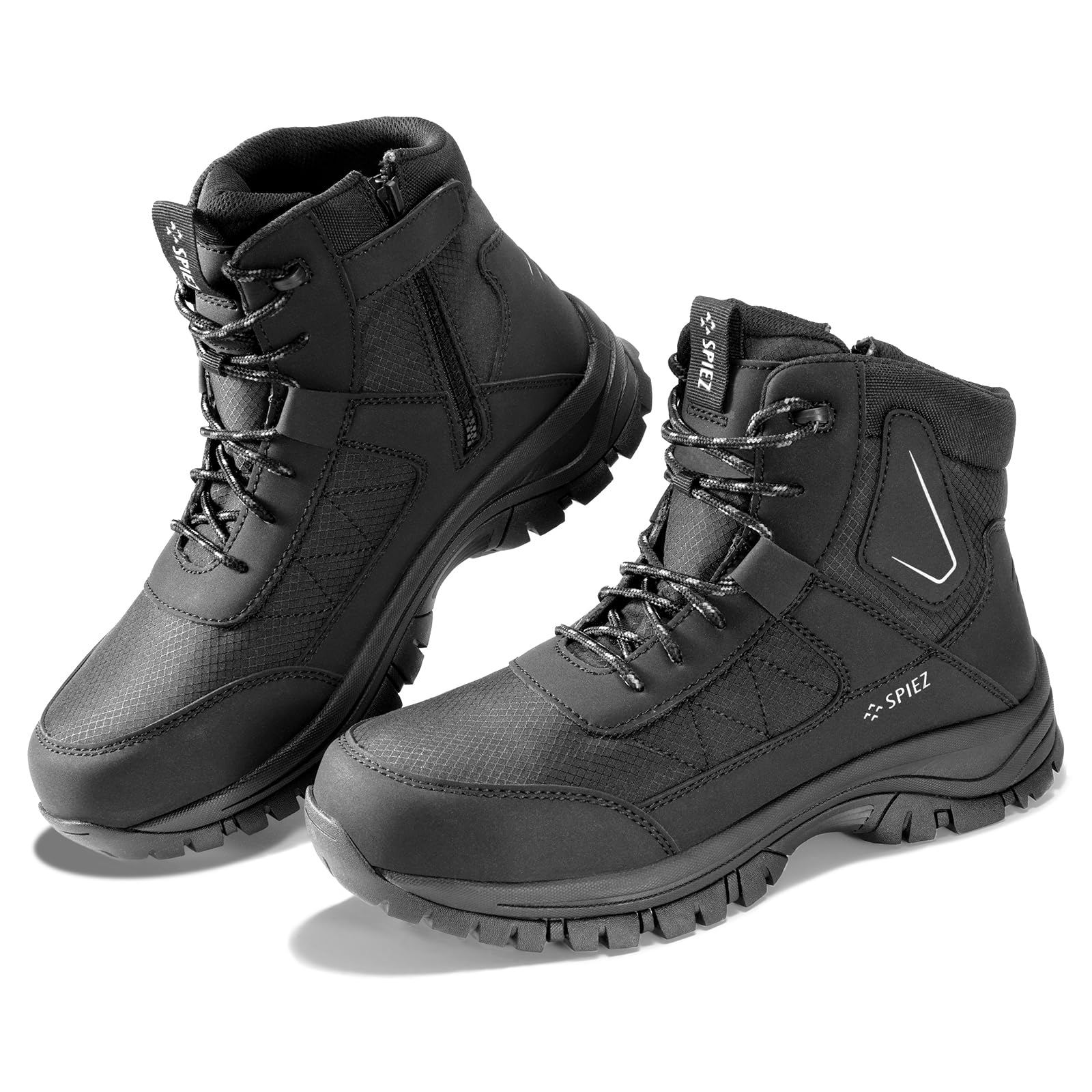 SPIEZ S3 Sicherheitsschuhe Herren – Sicherheitsstiefel mit Stahlkappe, Wasserdicht, Kevlar-Durchtrittschutz, SRC Rutschfest & Antistatisch – Arbeitsschuhe für Bau & Industrie, Schwarz EU 40–46