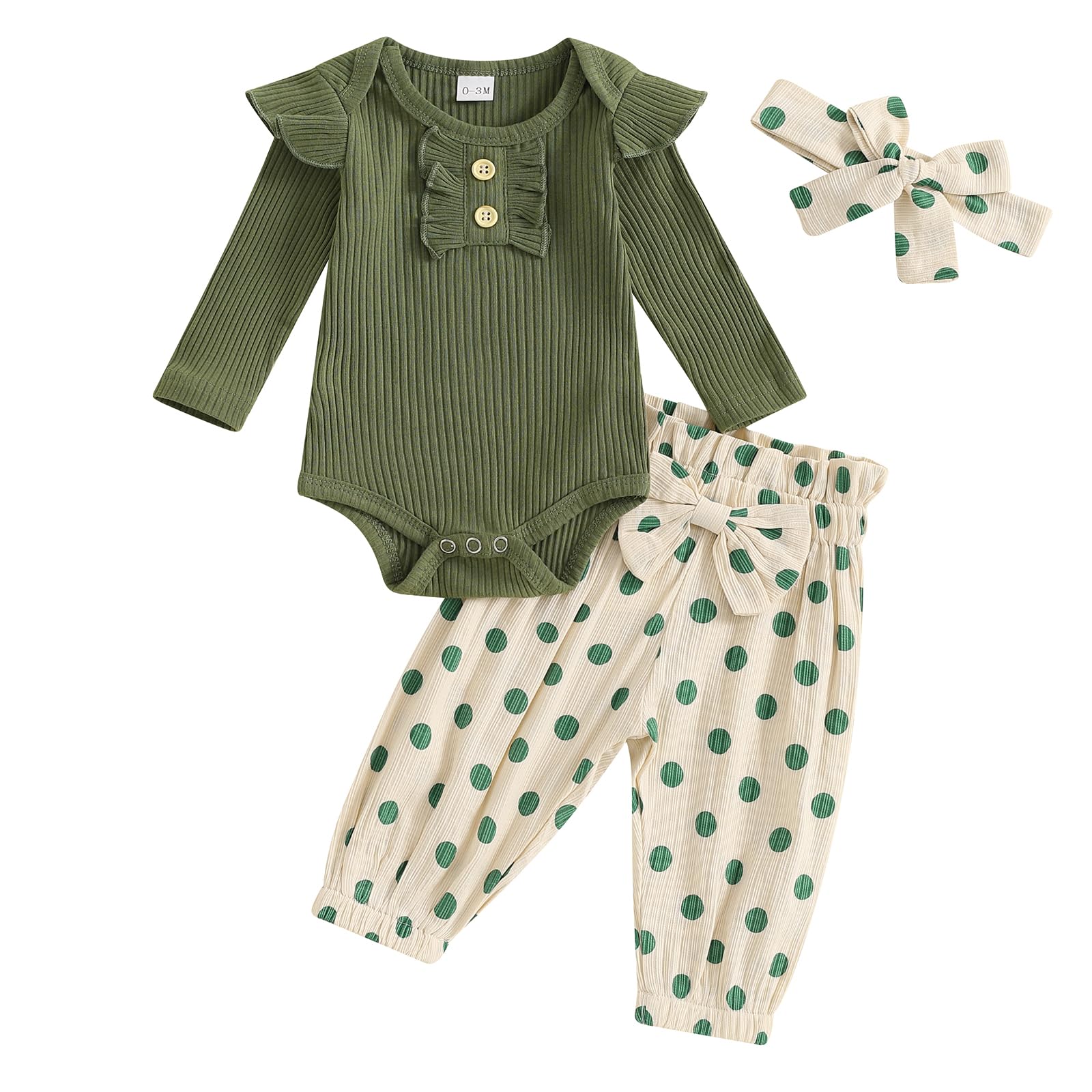 Carolilly Ensemble Bébé Fille Eté Imprimé Floral Body à Bretelles Culotte à Volant Bandeau avec Noeud Papillon, Beige A, 0-3 Mois, Taille Fabriquant 70
