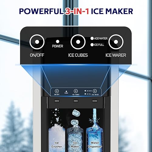 Miniatura 2 de ADVWIN - Dispensador de agua 3 en 1 con máquina de hielo, máquina de hielo para encimera de pepitas, hielo bala, hielo picado, enfriador de agua, 44