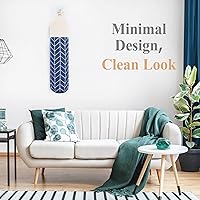 Vista 7 de Dispensador de bolsas de comestibles de lona, organizador de almacenamiento de bolsas de basura para compras de montaje en pared (azul clásico)