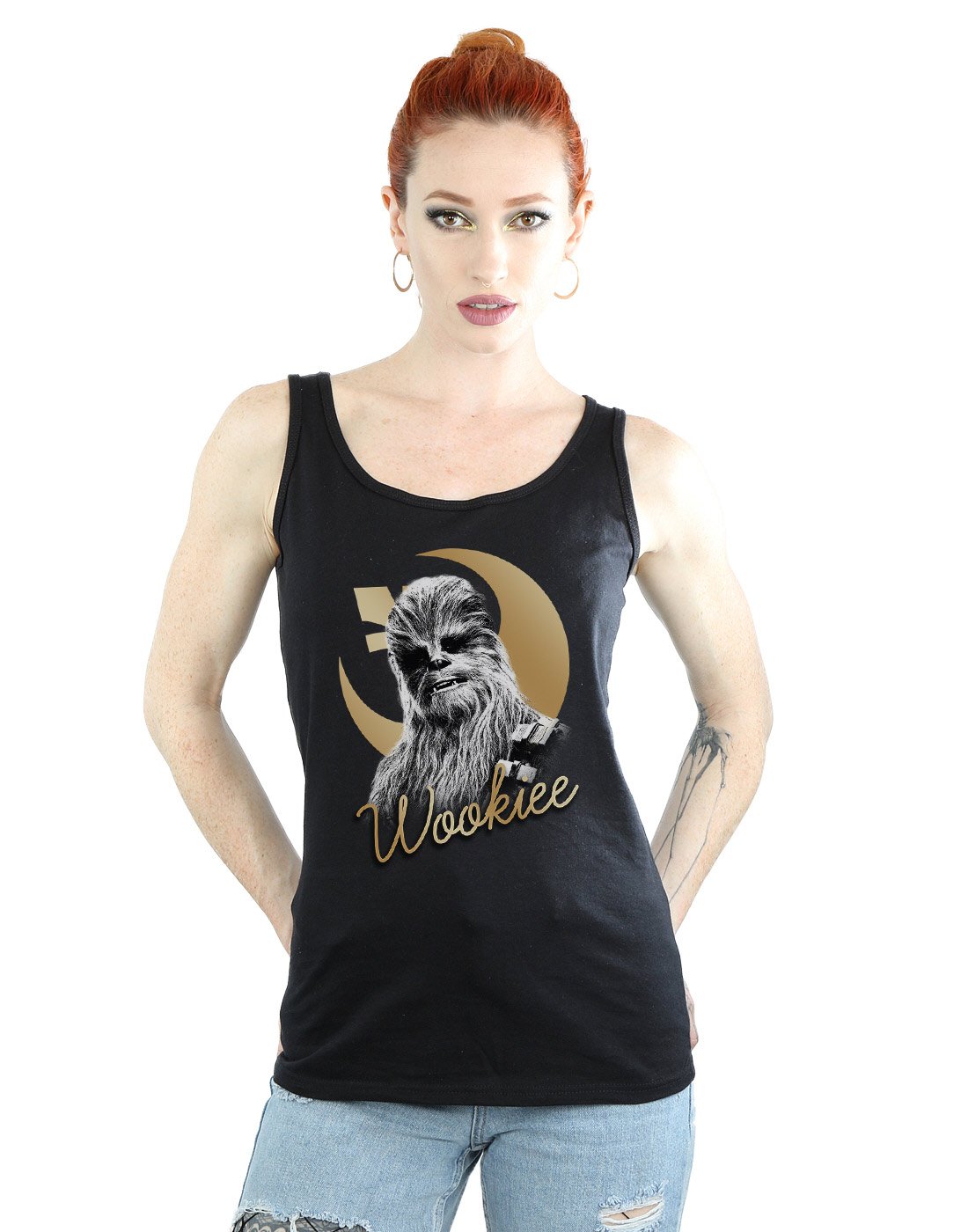 Star Wars Women's Black The Last Jedi Gold Chewbacca Vest Large
