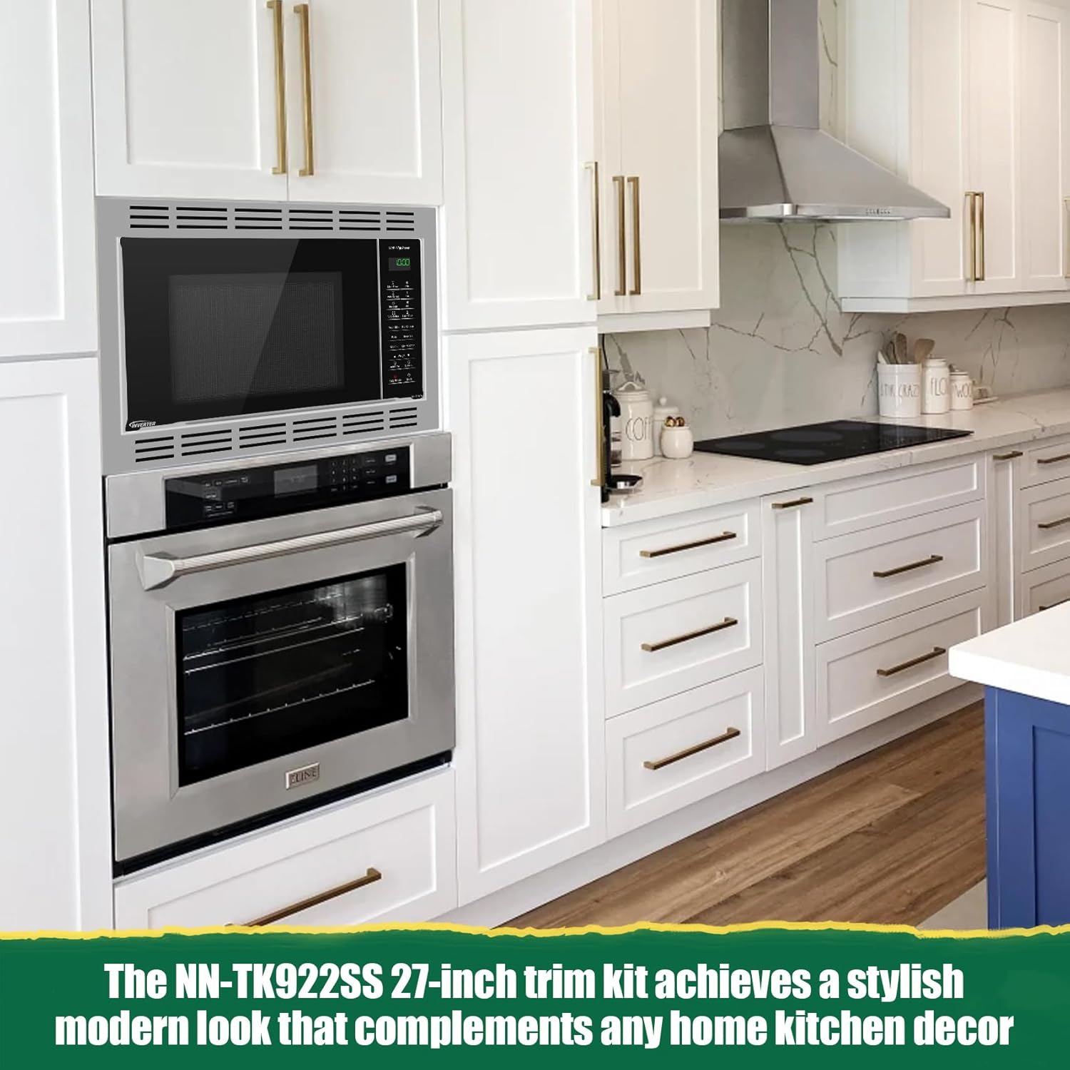 NN-TK922SS 27-inch Microwave Trim Kit Compatible with Panasonic Microwave Ovens, for 2.2 Cubic Feet Microwave Oven, Built-in Stainless Steel 27" Microwave Trim Kit, for NN-SE9-S, NN-SD9-S, NN-SN9-S