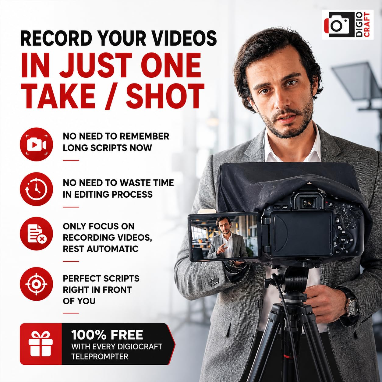 Proshot V5 Teleprompter for iPhone, Ipad, Smartphone, DSRL Camera with Remote Control | Software & Pro Video Recording Training | Matelic Body | Carry Case | Easy Assembly | Video Making — Amazon image 5