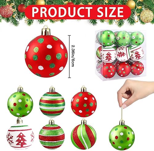 Miniatura 2 de 18 adornos de bolas de Navidad, bolas de Navidad intermitentes de 2.4 pulgadas, para decoración del árbol de Navidad, bolas de Navidad de plástico