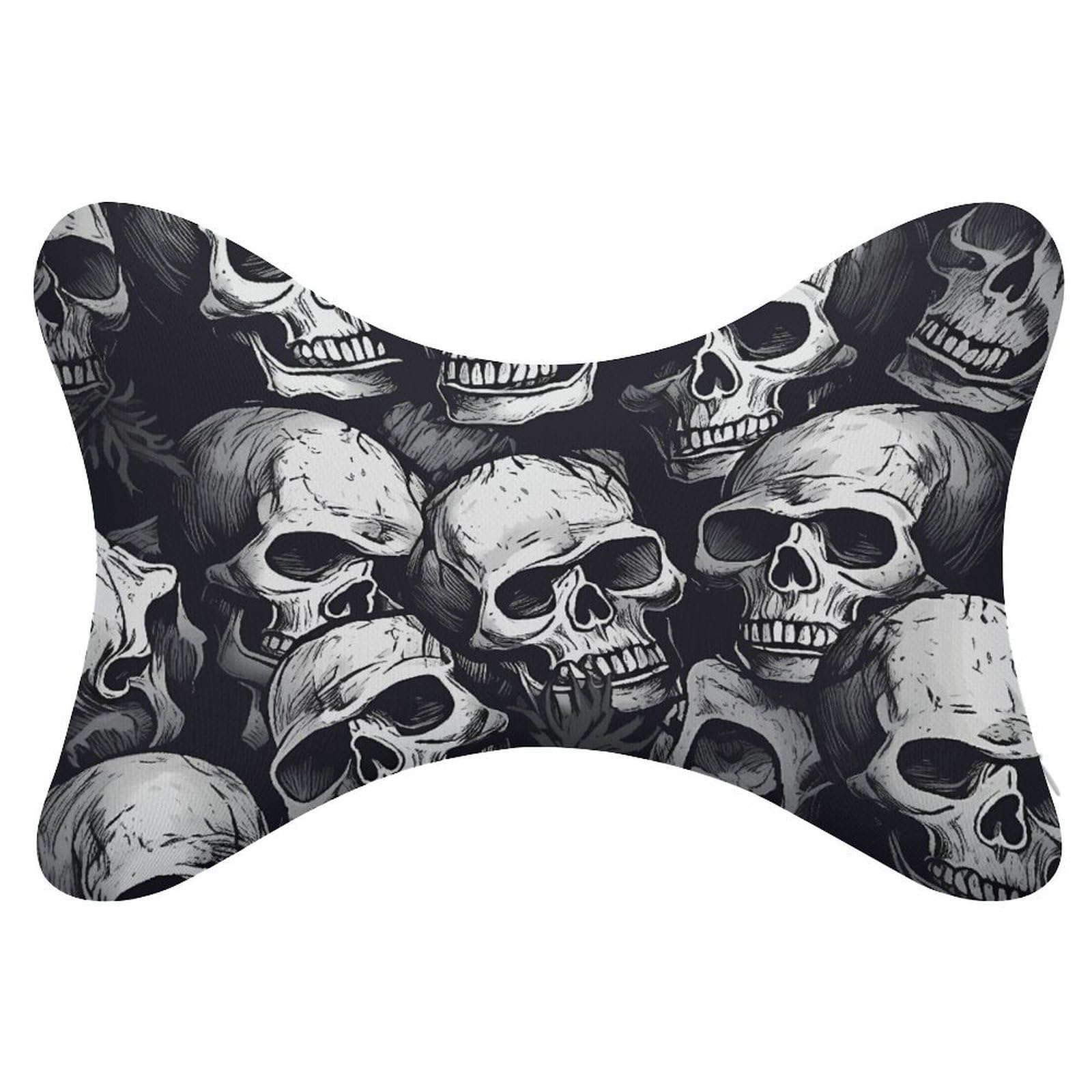 Adfgyerh Style Skulls Pattern1 Pillow ，Memory Foam Pillow Core，Cushion,Provide Neck Support，Car Pillows For Travel Car Seats And Home Offices.