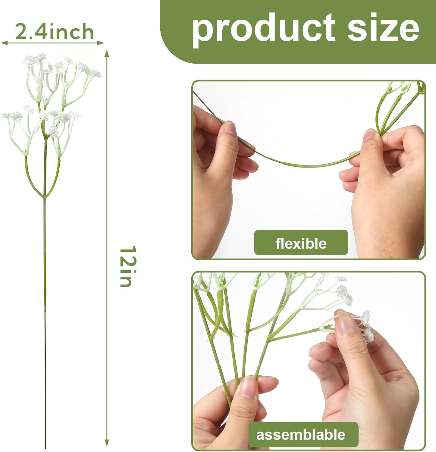 VZZNN 80 Pcs Artificial Baby's Breath Flowers, Realistic White Artificial Flowers, Artificial Baby's Breath Can Be Used for Wedding Home Decoration Flower Arrangement Gifts(80 Branches)