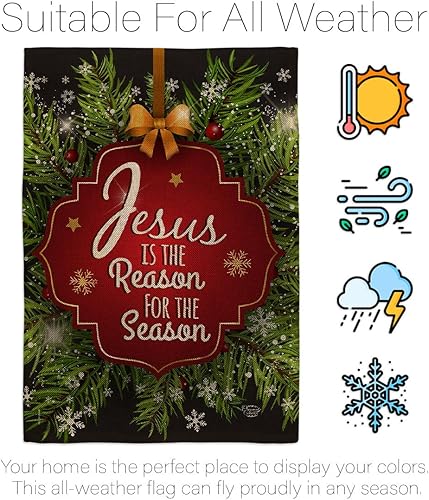Miniatura 6 de Jesús es la razón de la temporada decoración de patio jardín estaca bandera juego de arpillera para puerta decoración de Navidad, cartel de pared
