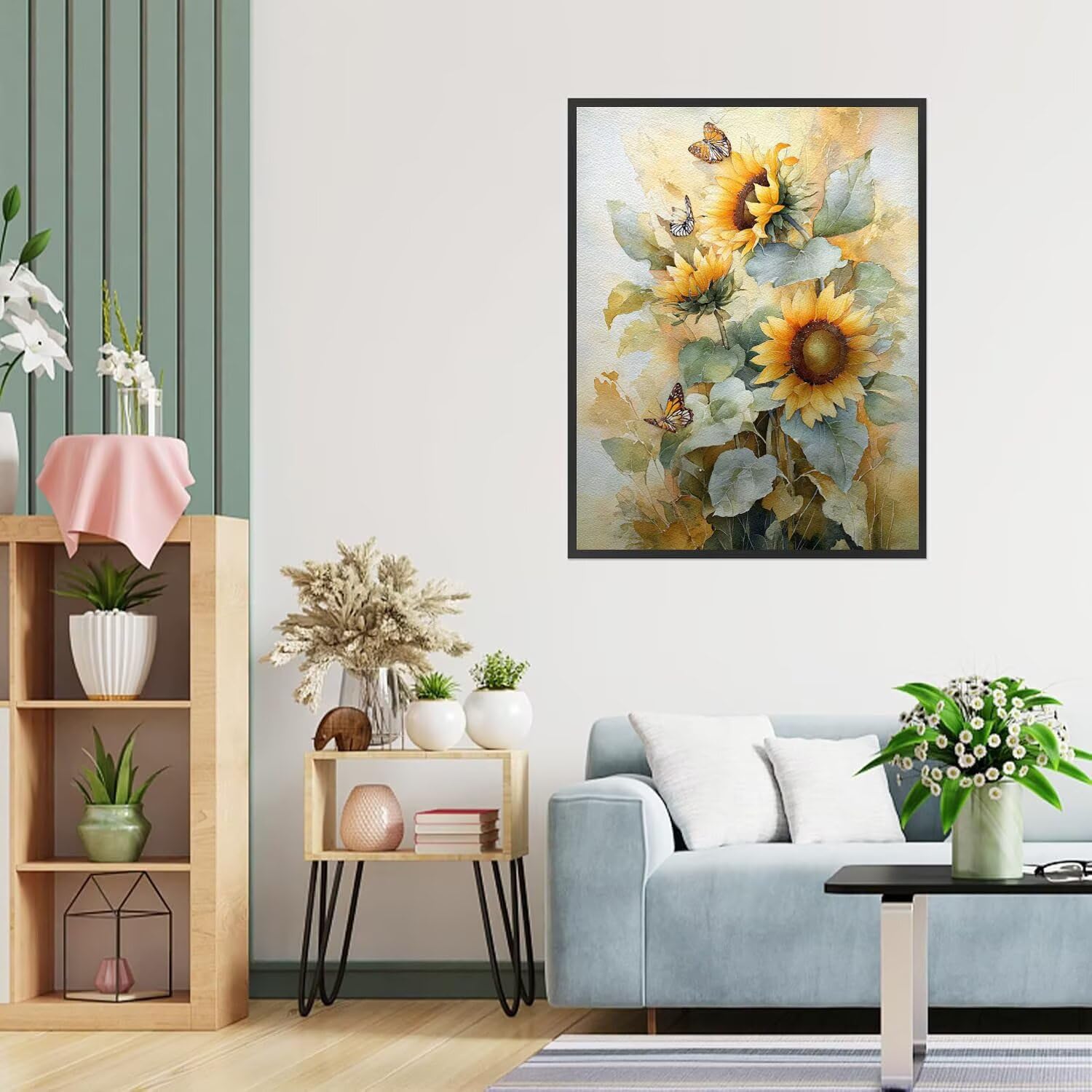 Dipingere con i Numeri Adulti Girosoli, Fiori Dipingere con i Numeri Bambini DIY Kit, Set Premium con Pennelli, Decorazione Casa & Creativo Regalo, Attività di Tempo libero 90x120cm z-428