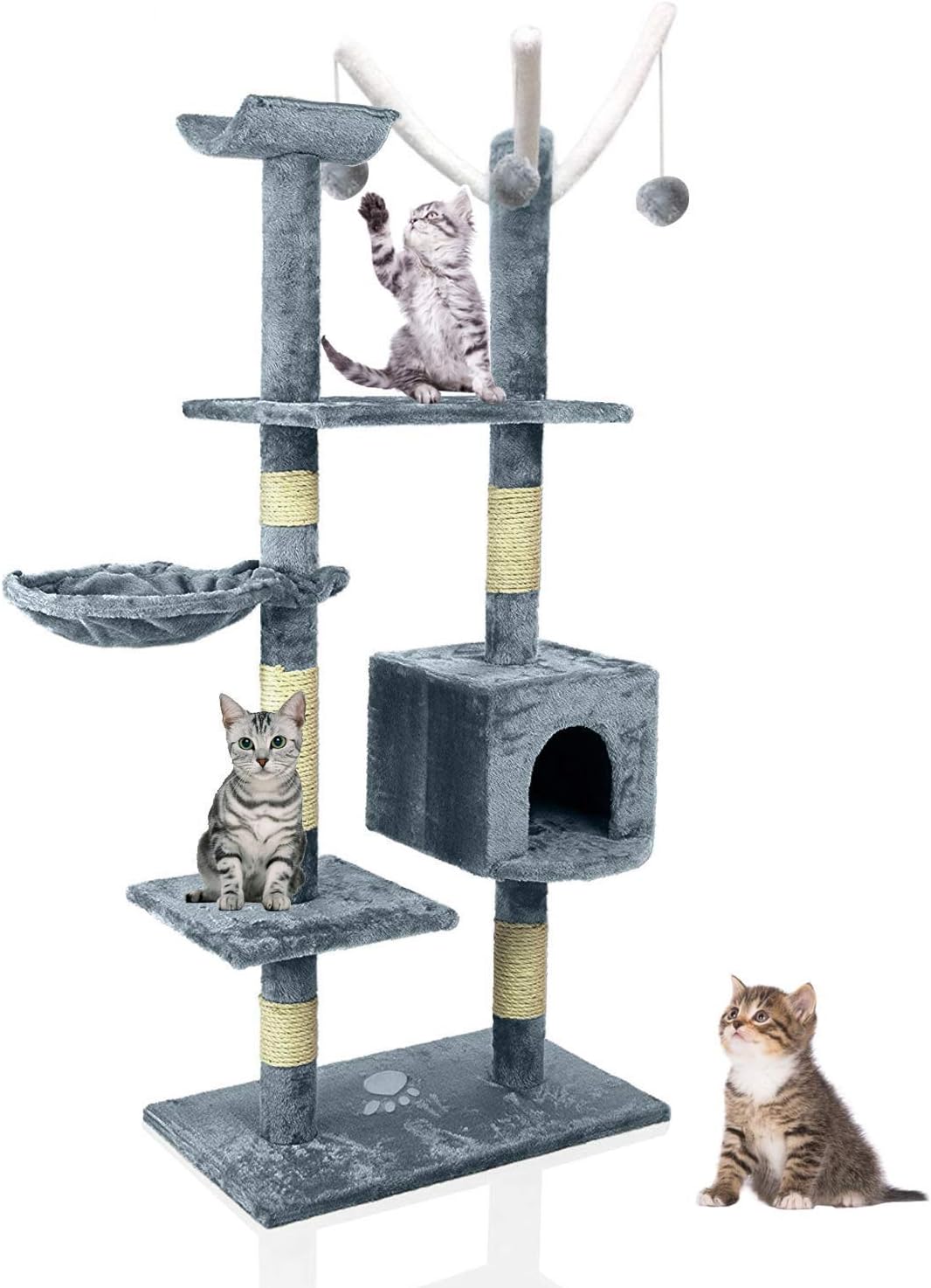 ALTERDJ Cat Tree Stable Cat Scratch Posts 153cm Multi Function Cat Climbing Tower Toys with Cat Home for Indoor Cats