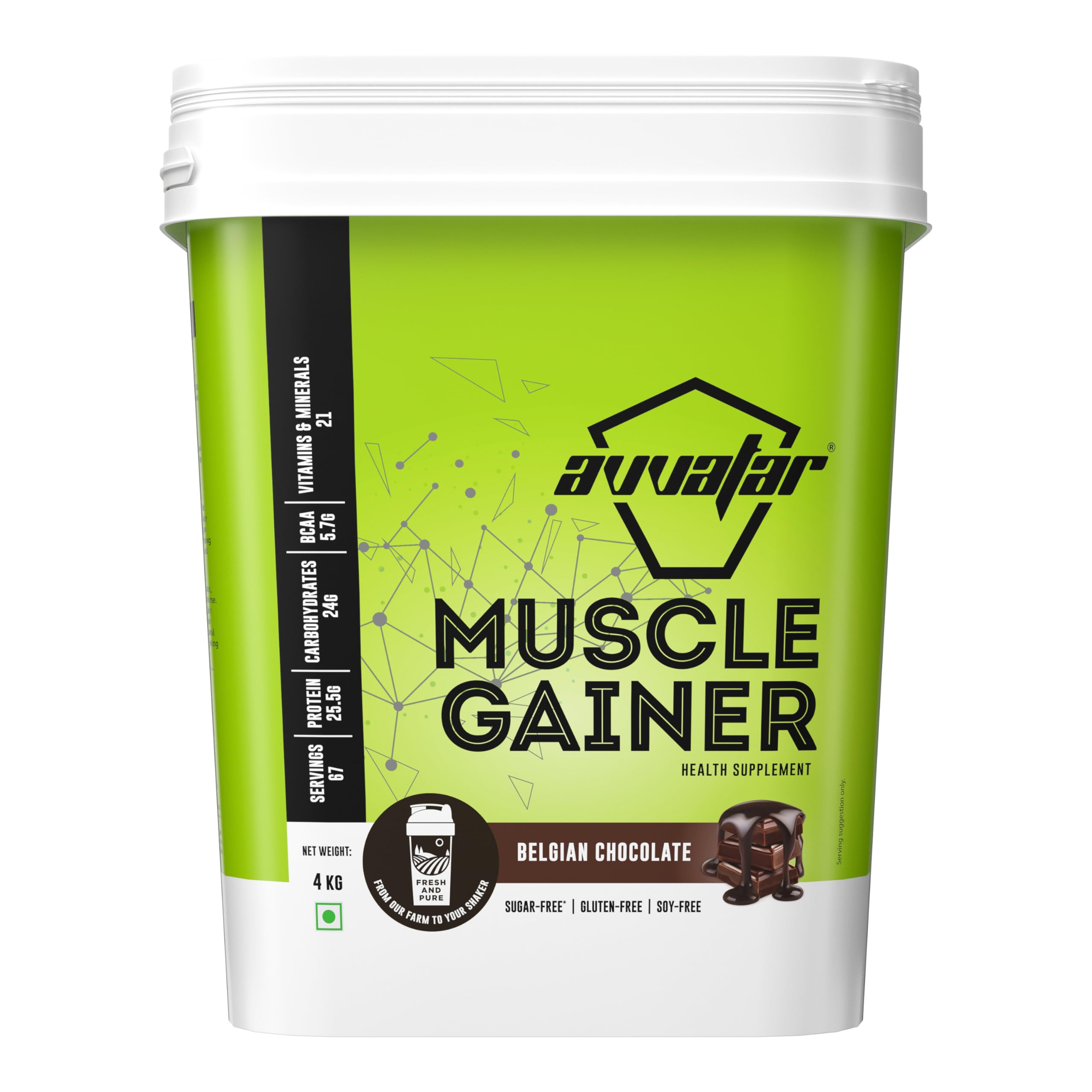avvatar MUSCLE GAINER Powder |Pack of 4Kg | Belgian Chocolate Flavour I 67 Servings (B09MCT2N44) Amazon Price History, Amazon Price Tracker