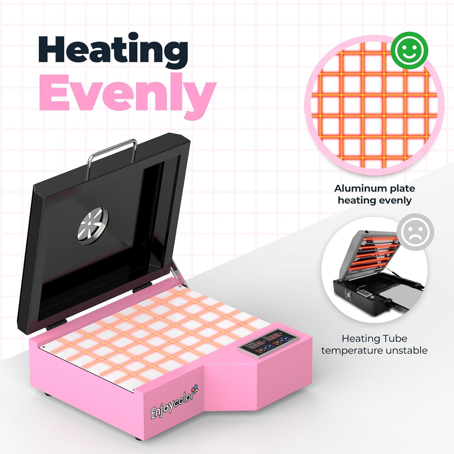 Diagram showing even heating of the aluminum plate in the DTF oven