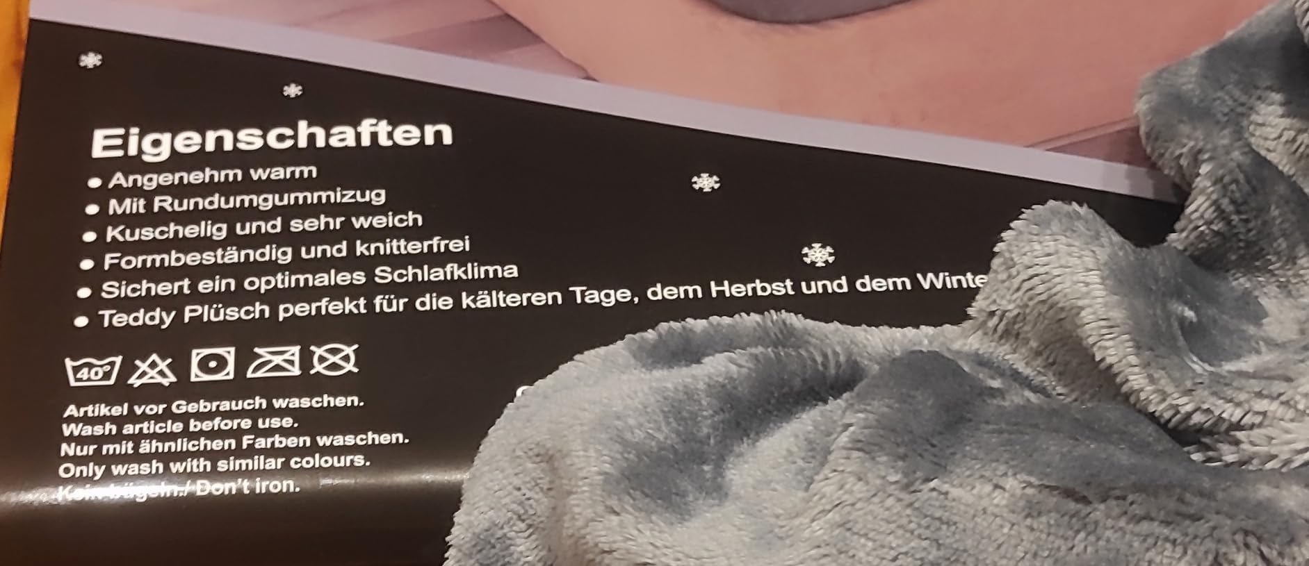 Winter Spannbettlaken Aus Teddy Plüsch – Kuschelig Warm, Weich, Größe 180x200 Cm Bis 200x200 Cm, Farbe Anthrazit