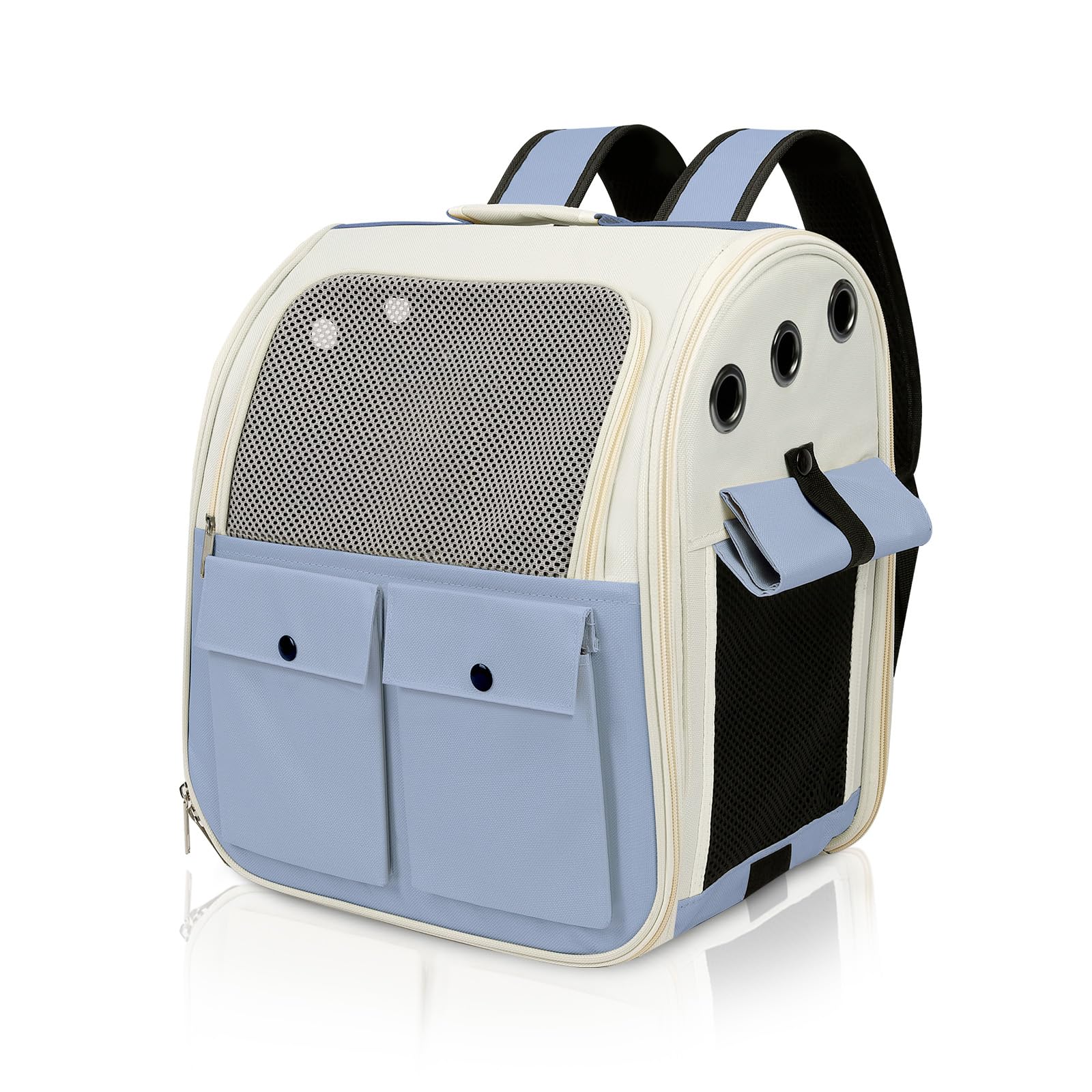 YooxArmor Mochila Transportadora para Gatos Perro,Bolsa Plegabl Transportin Mochila para Mascotas hasta 8 kg con Ventana de Malla,Azul