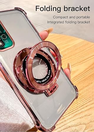 Silicone Case Compatible with Huawei Nova 5 Cover, Soft TPU with Foldable Ring Stand Four Corners Shockproof Transparent Plating Protection Case for Huawei Nova 5 Cover for Women Men (Black)