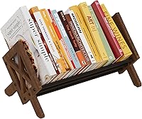 ART-GIFTREE Tilting Desktop Bookshelf Organizer - Wood Tabletop Book Rack for Books, CDs, Magazines (Black, Space-Saving)