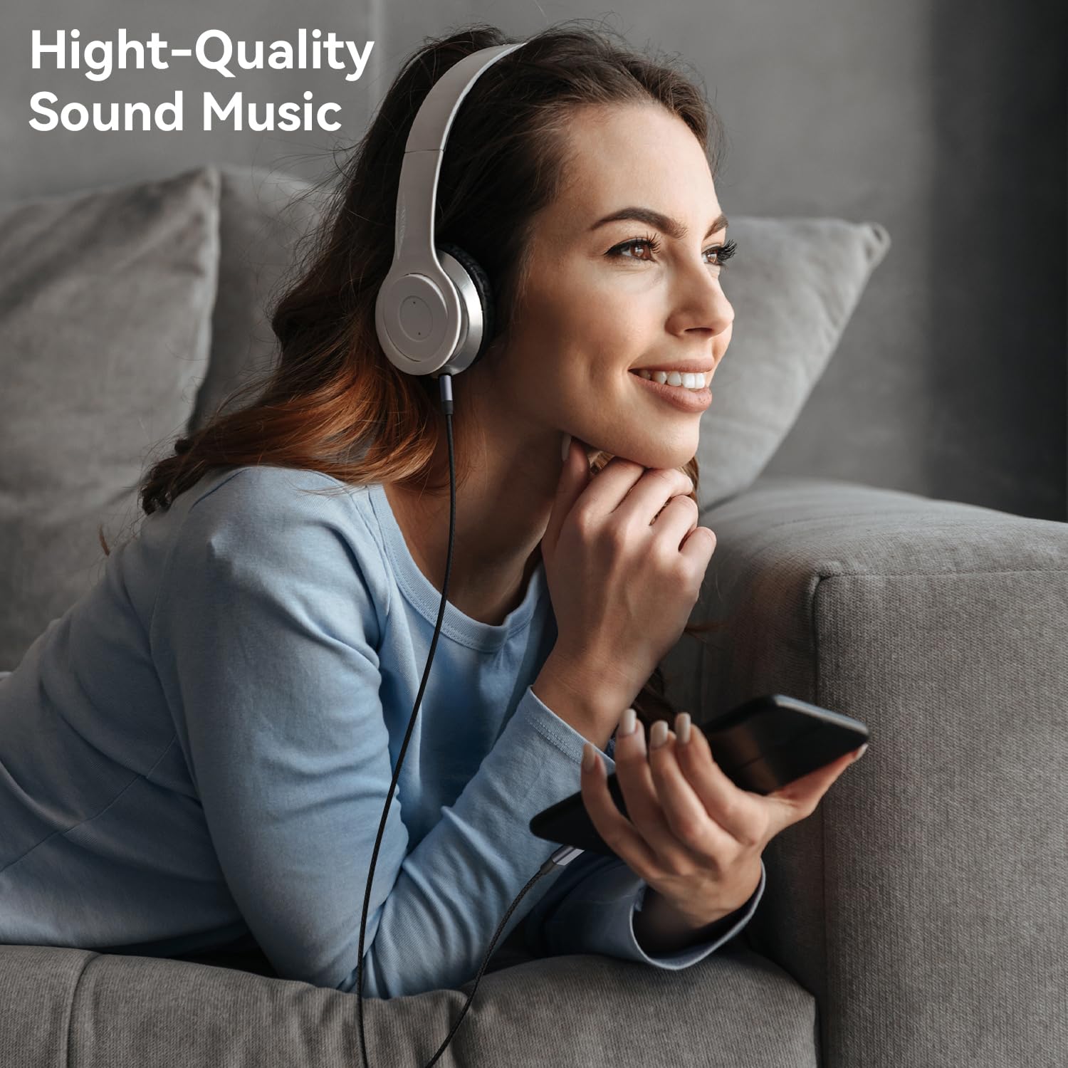 Câble USB C vers 3.5mm Jack DAC Audio AUX pour iPhone 17 16 15 Pro Max, Galaxy S24/S23/S22 Ultra (Noir)