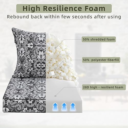 Vista 12 de Favoyard Juego de cojines de asiento para exteriores, 24 x 24 pulgadas, impermeables y resistentes a la decoloración, cojines para muebles de patio