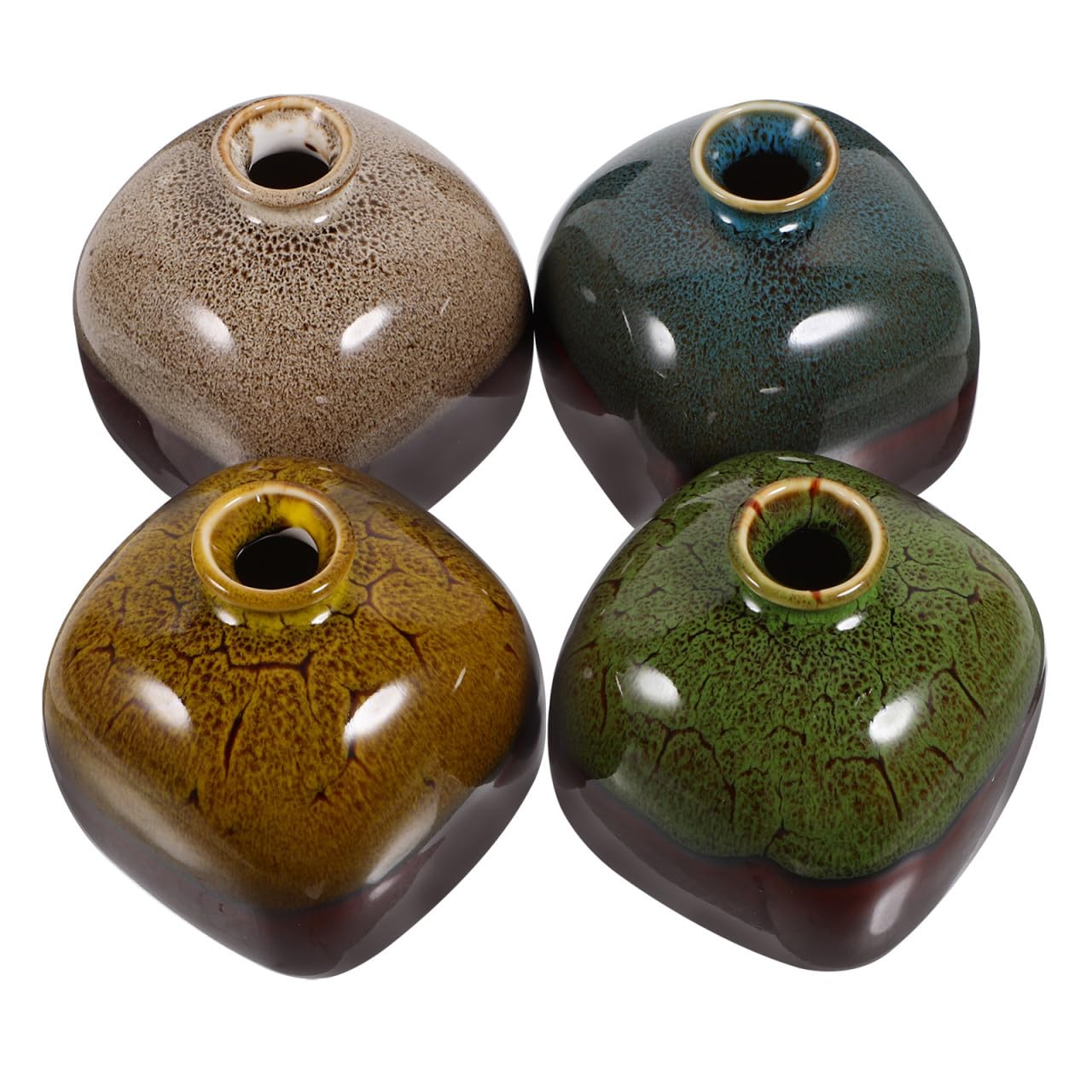 Contenant hydroponique élégant en céramique lot de 4 vases déco