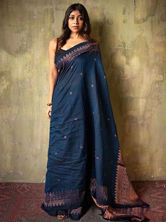 Traditional Royal Blue Silk Blend Banarasi Saree Featuring Exquisite Intricate Woven Designs, Perfect for Weddings, Festive Celebrations, Receptions, and Grand Special Occasions